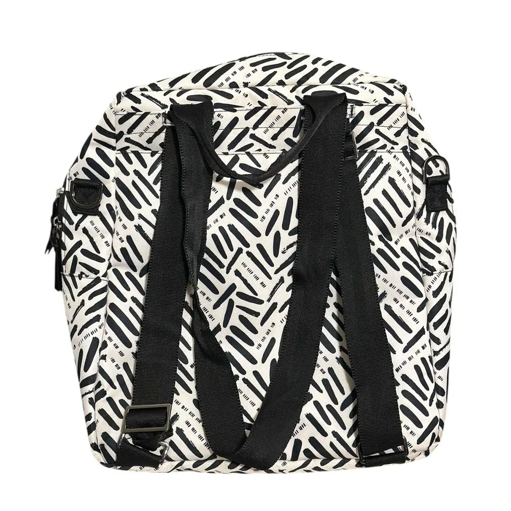 Jujube Zealous Backpack Black White Abstract Brushstroke Diaper Bag Travel Pouch